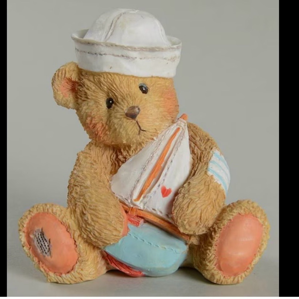 Cherished Teddies Nautical Bear Figurine - Tan, White, Blue, Orange
